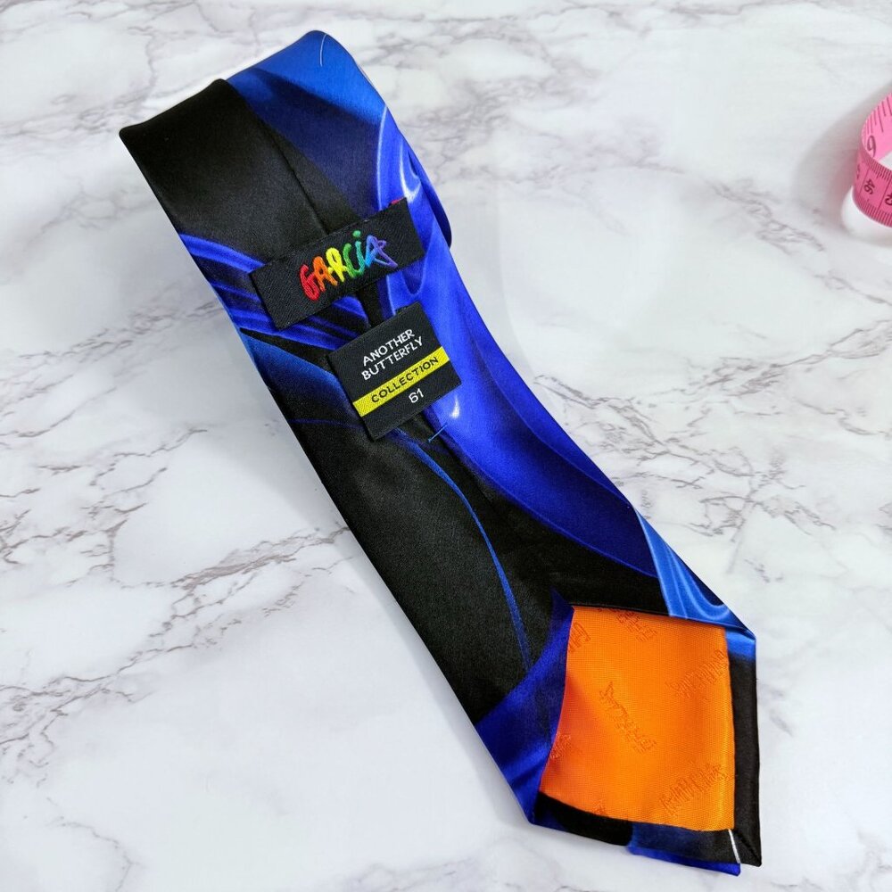 Jerry Garcia Another Butterfly Collection 61 Blue Silk Neck Tie Abstract Pattern - Picture 8 of 10